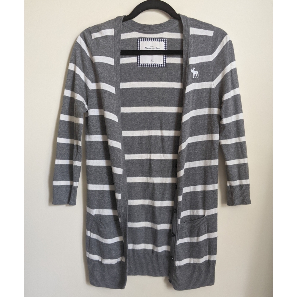 3/4 Sleeve A&F Striped Cardigan